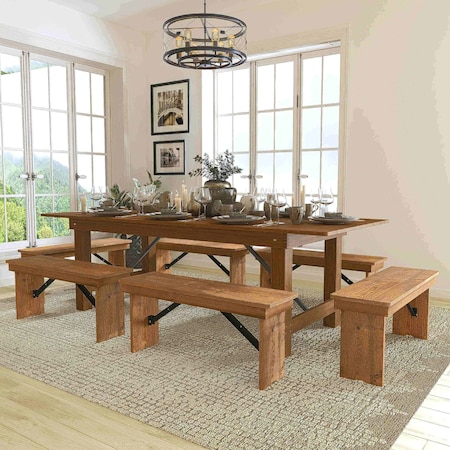 Flash Furniture Rectangle Antique Farm Table , 40"; 40-1/4" W 30"; 17-3/4" H, Wood XA-FARM-3-GG